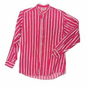 Vintage western frontier red white button front long sleeve shirt USA medium men
